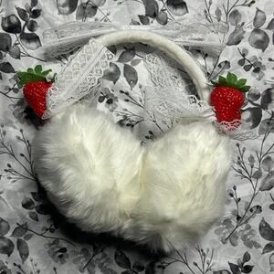 Dolls Kill White Strawberry Coquette Winter Ear Muffs
